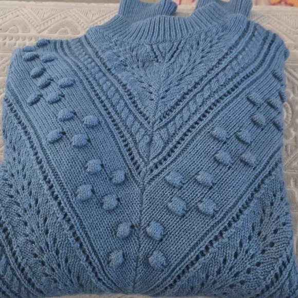 SÉZANE Solal Soft Wool Blend Bauble Knit Sweater In Vintage Blue XS NWOT - Picture 5 of 9